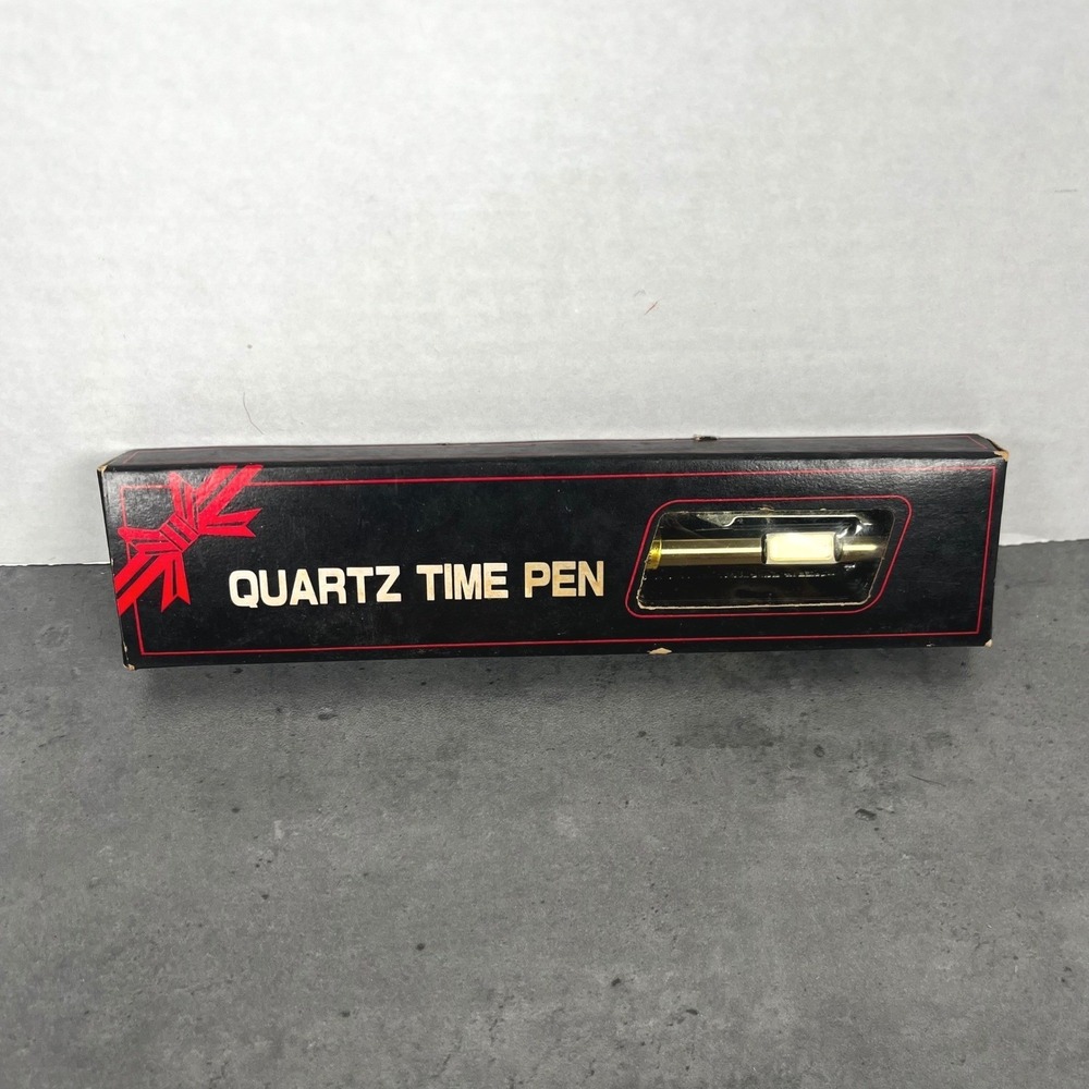 Vintage‎ Bank of Lansing Quartz Time Pen LCD Digital Clock Silver Tone Promo Box